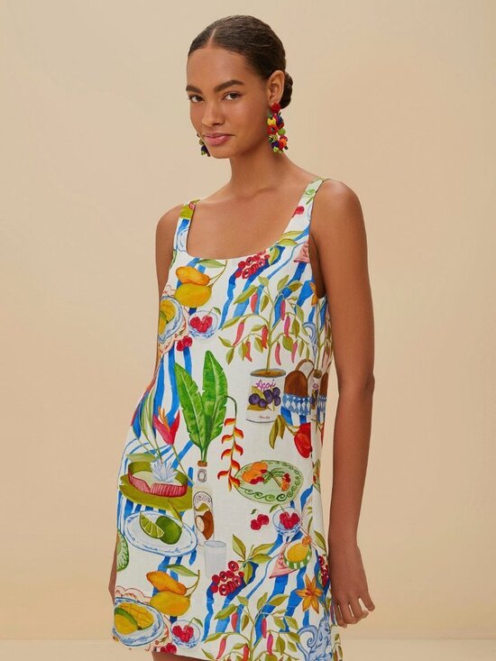 FARM Rio Dresses & Skirts - Farm Rio Off-White Fresh Table Euroflax™ Premium Linen Mini Dress